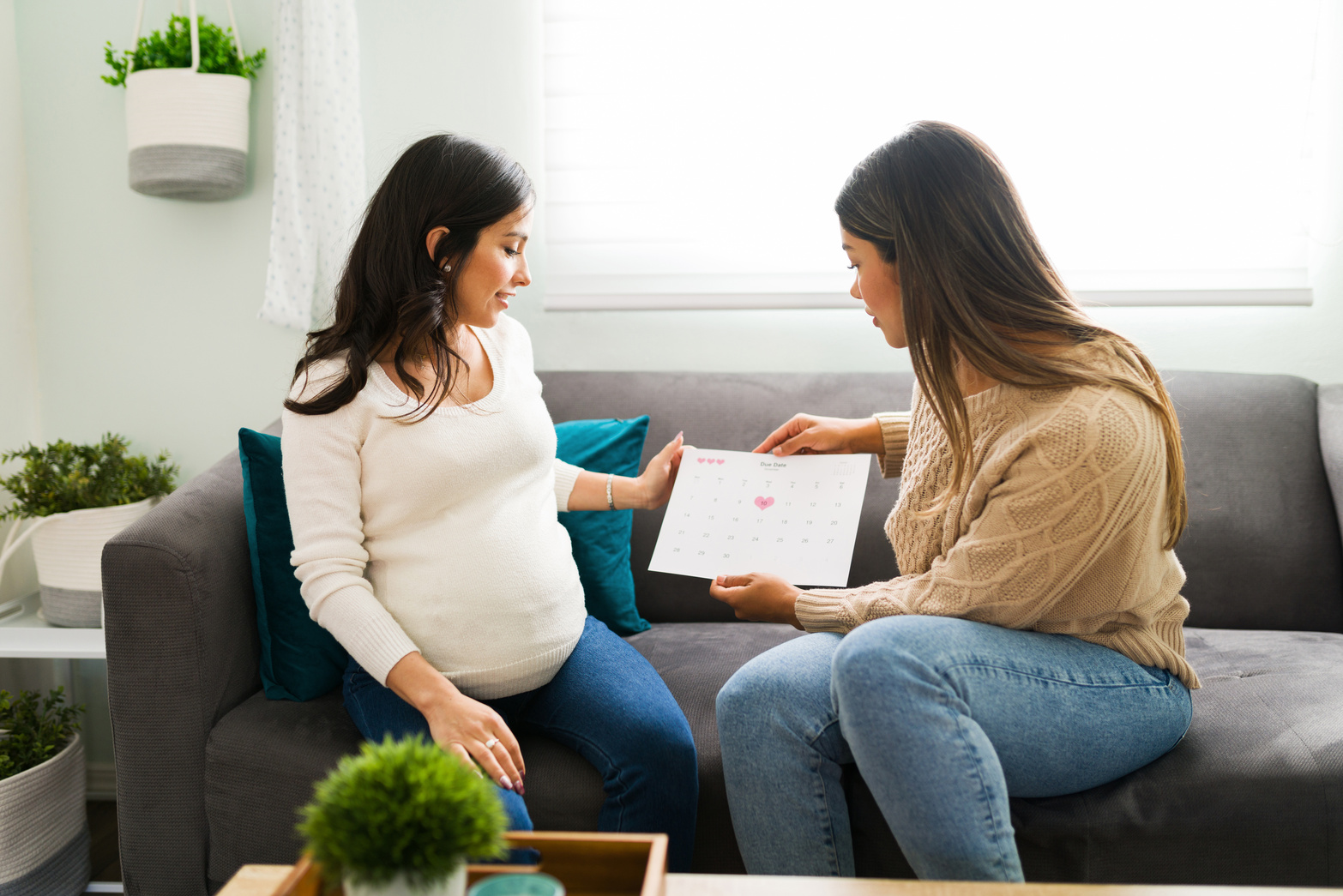 Midwife and pregnant woman making a plan for childbirth